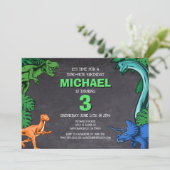 Dino Trex Jurassic Boy Dinosaurus Verjaardag Kaart (Staand voorkant)