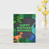 Dino Trex Jurassic Boy Dinosaurus Verjaardag Kaart (Gele Bloem)