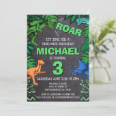 Dino Trex Jurassic Boy Dinosaurus Verjaardag Kaart (Staand voorkant)