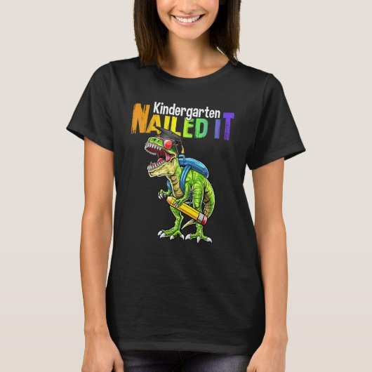 Dino Trex Kindergarten Nailed It Graduation Boy Ki T-shirt (Voorkant)