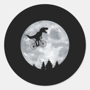 Dino Trex Riding Moon Bike Halloween Lunar Cycling Ronde Sticker