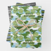 Dino Tropical Birthday Personalized Wrapping Paper (In situ)