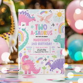 Dino Twee-A-Saurus 2de Verjaardagsfeestje Kaart