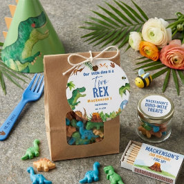 Dino Twee rex 2de jongen Dinosaur verjaardagsfeest Bedankjes Labels