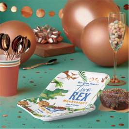 Dino Twee rex 2de jongen Dinosaur verjaardagsfeest Papieren Bordje