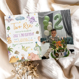 Dino twee Rex 2de verjaardagsfeestje Kaart