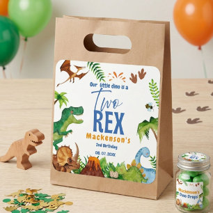 Dino Twee rex 2e jongen Dinosaur verjaardagsfeestj Vierkante Sticker