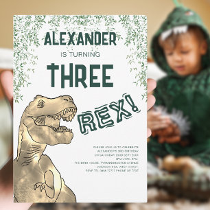 Dino Twee Rex 3de Verjaardagsfeestje Kaart