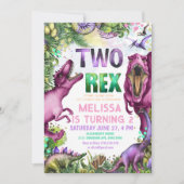 Dino twee Rex uitnodiging Dinosaurus Feestje verj (Voorkant)