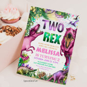 Dino twee Rex uitnodiging Dinosaurus Feestje verj