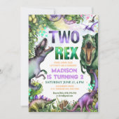 Dino twee Rex uitnodiging Dinosaurus Feestje verj (Voorkant)