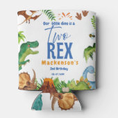Dino Two rex 2de verjaardagsfeestje voor jongens D Blikjeskoeler (Achterkant)