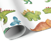 Dino Two rex 2nd boy Dinosaur birthday party Cadeaupapier (Rol Hoek)