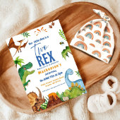 Dino Two rex 2nd boy Dinosaur birthday party Kaart