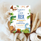 Dino Two rex 2nd boy Dinosaur birthday party Kaart