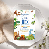 Dino Two rex 2nd boy Dinosaur birthday party Kaart