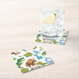 Dino Two rex 2nd boy Dinosaur birthday party Kartonnen Onderzetters