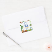 Dino Two rex 2nd boy Dinosaur birthday party Vierkante Sticker (Envelop)