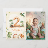 Dino Two-Rex Bedankings Verjaardagskaart Foto Kaart (Voorkant)