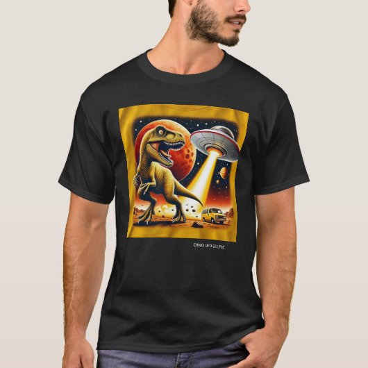 Dino UFO Selfie: Alien Encounter (Man Tshirt) #07 T-shirt (Voorkant)