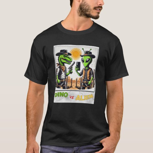 Dino UFO Selfie: Dino vs Alien (Man Tshirt) #08 T-shirt (Voorkant)
