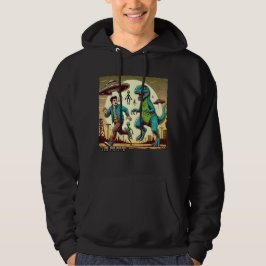 Dino UFO Selfie: Paniek (Mannen Hoodie