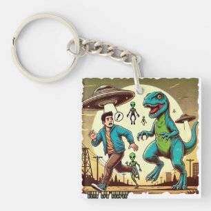 Dino UFO Selfie: paniek (Sleutelhanger dinosaurus Sleutelhanger