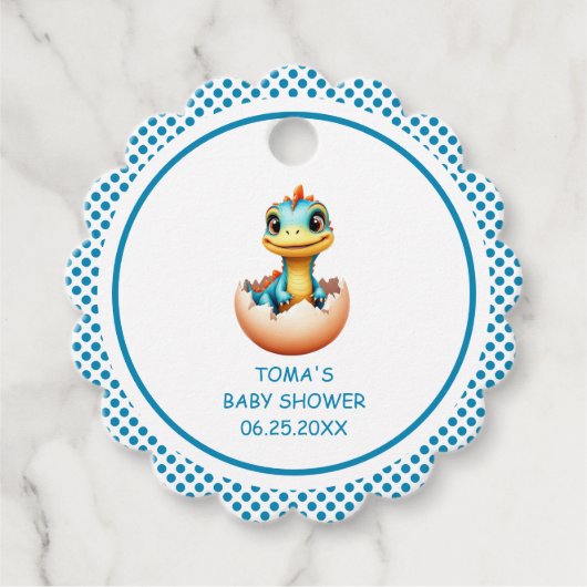 Dino uit het ei bedankjes labels (Voorkant)