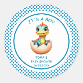 Dino uit het ei ronde sticker