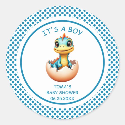 Dino uit het ei ronde sticker (Voorkant)