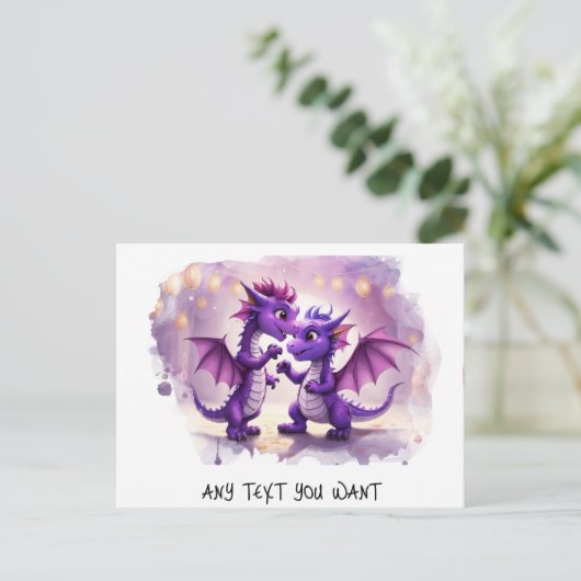 *~* Dino Uitnodiging Dans AP48 Foto Draak Briefkaa (Staand voorkant)