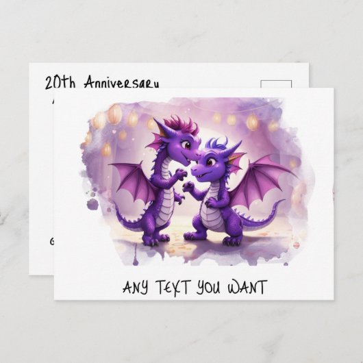 *~* Dino Uitnodiging Dans AP48 Foto Draak Briefkaa (Voorkant / Achterkant)