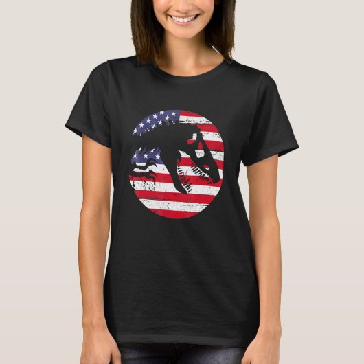 Dino USA Flag Patriotic Dinosaur Rex 4th Of July T-shirt (Voorkant)