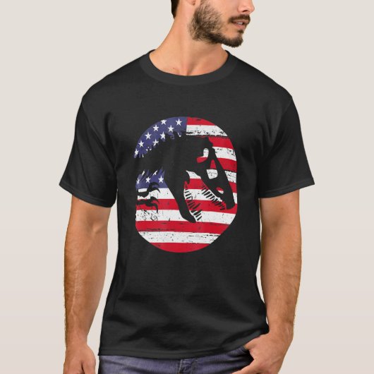Dino USA Flag Patriotic Dinosaur Rex 4th Of July T-shirt (Voorkant)
