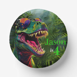 Dino Verjaardag 4e verjaardag Papieren Kommen