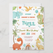 Dino Verjaardag Bash Uitnodiging Fun voor Jongens (Voorkant)