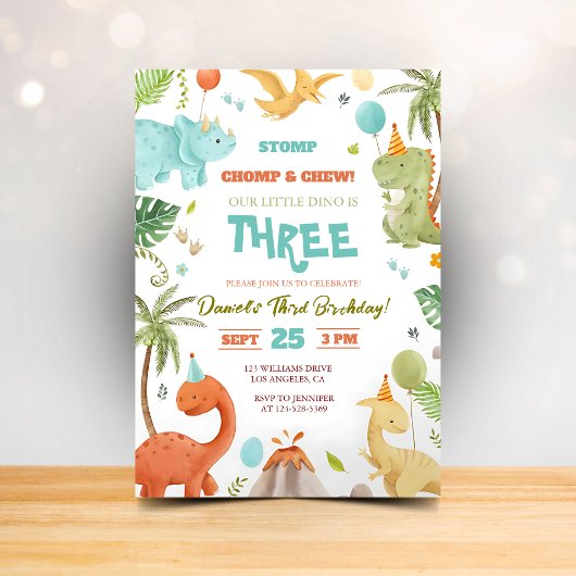 Dino Verjaardag Bash Uitnodiging Fun voor Jongens
