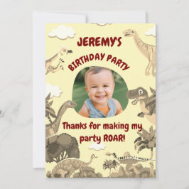 Dino Verjaardag Bedankt Kaart - Kinderen