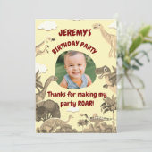Dino Verjaardag Bedankt Kaart - Kinderen (Staand voorkant)