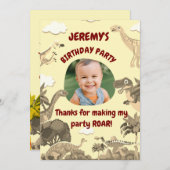 Dino Verjaardag Bedankt Kaart - Kinderen (Voorkant / Achterkant)