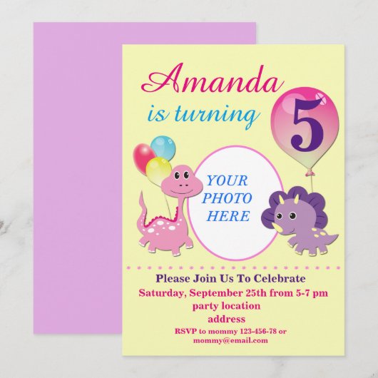 Dino-verjaardag Kaart (Voorkant / Achterkant)