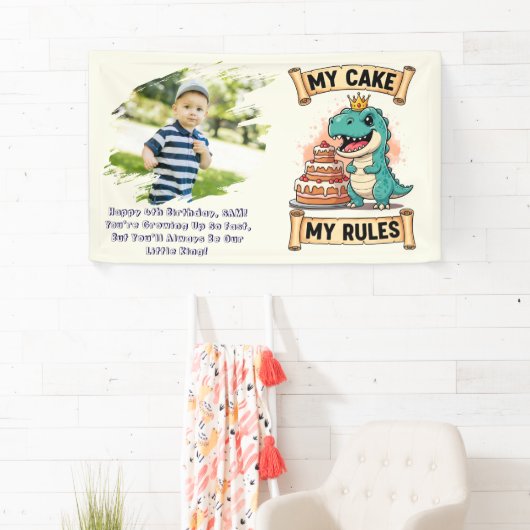 Dino Verjaardag Koning Mijn Taart Mijn Regels Spandoek (Insitu)