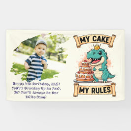 Dino Verjaardag Koning Mijn Taart Mijn Regels Spandoek