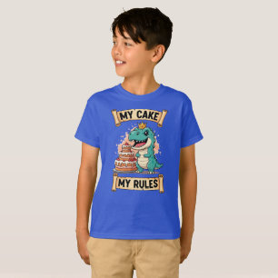 Dino Verjaardag Koning Mijn Taart Mijn Regels T-shirt