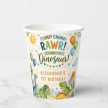 Dino-verjaardag Papieren Bekers Jongen