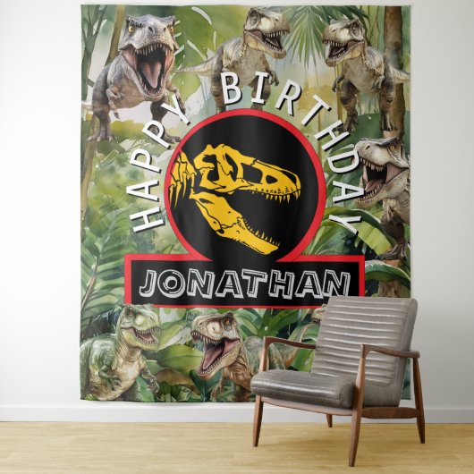 Dino Verjaardag Party achtergrond Wandkleed (In situ)