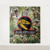 Dino Verjaardag Party achtergrond Wandkleed (Voorkant)