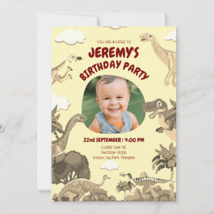 Dino Verjaardag Uitnodigen met Foto – Baby   Parti Kaart