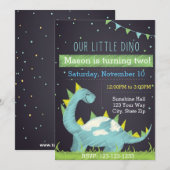 Dino verjaardag uitnodiging (jongen) (Voorkant / Achterkant)