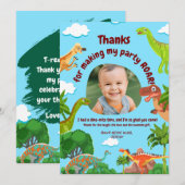 Dino Verjaardags Dankkaart – Kinderen Bedankkaart (Voorkant / Achterkant)